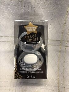 Tommee Tippee Street Smart Ortho Pacifier Soothie Binky White Clear 0-6 M Unisex