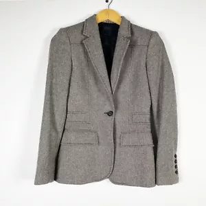 Gucci Women's Wool Herringbone Weave One Button Pocket Structured Blazer Jacket - Picture 1 of 5