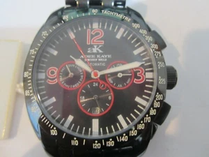 ADEE KAYE MEN'S WATCH AUTOMATIC ALL S/S BLACK SPORTS ORIGINAL AK4072-MBIPB NEW - Picture 1 of 7