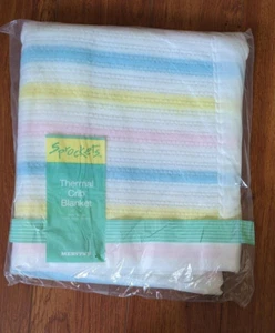 NOS Pignoni COPERTA CULLA TERMICA Acrilico Pastello Striscia 36x50 Vintage Mervyns - Foto 1 di 8