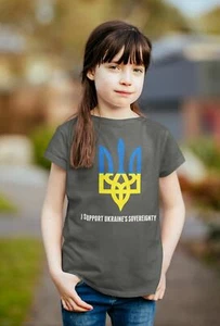 Kids Ukraine Shirt Ukrainian Sovereignty Support T Shirt I Support Crest Flag An - Picture 1 of 21
