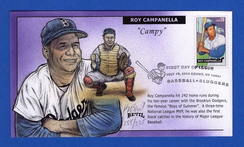 Scott 4080 Baseball Sluggers Roy Campanella Hand Painted Bevil FDC 155/225 Cover