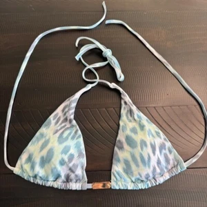 Victoria's Secret Triangle Bikini Top Blue Leopard Print Swimwear Medium - Picture 1 of 2