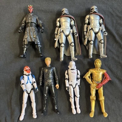 STAR WARS 6.5" Lote Capitana Phasma C-3po Luke Darth Maul Sky Trooper Serie Negra Foto 1 de 4