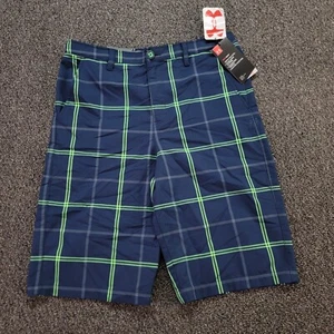 Under Armour Shorts Boys Youth XL Blue Plaid Loose Heat Gear Golf Sports 11" NWT - Picture 1 of 13