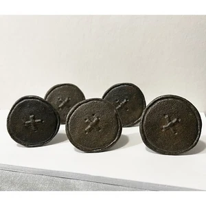 Pottery Barn Kids Cast Iron Button Drawer Knobs Set of 5 sewing, craft, kids - Picture 1 of 9