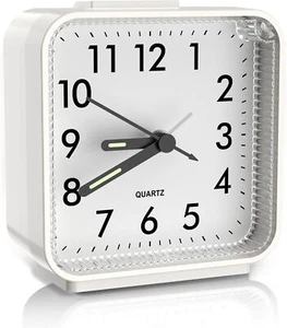 Analog Alarm Clock, White, Battery Powered, Snooze, Night Light, Large Dial - Picture 1 of 2