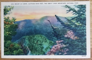 Mount Le Conte Great Smoky Mtns Nat'l Park TN Postcard 1940s Miller Art Unused - Picture 1 of 1