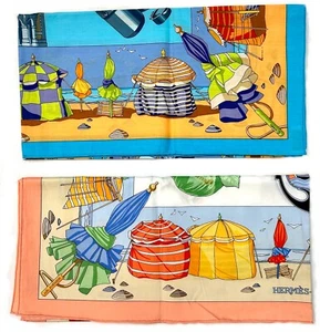Dos bufandas de algodón Hermes, Charmes Des Plages Normandes - Imagen 1 de 6