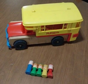 Vintage Playskool Wooden Bus Camper RV w/ 5 People Accessories - Picture 1 of 5