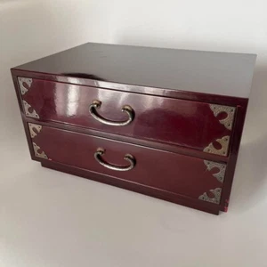 Vintage Sendai Tansu Chest - Traditional Japanese Lacquered Cabinet with Metal F - Bild 1 von 15