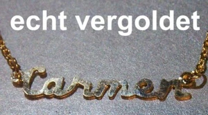 EDLE HALSKETTE CARMEN KETTE ECHT VERGOLDET NAMEN NAMENSCOLLIER NAMENSKETTE NEU - Picture 1 of 1