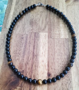 Tigers Eye Onyx Beaded Necklace - Made to measure - Picture 1 of 3
