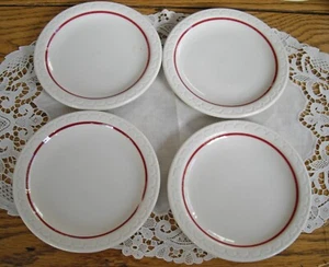 Vintage Syracuse China Railroad CARDINAL RED LINE 5" Plates ~ Set of 4 ~ - Picture 1 of 8