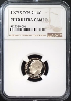 1979 S Type 2 Proof Roosevelt Dime certified PF 70 Ultra Cameo by NGC!!  - Image 1 of 4