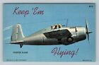 Fighter Plane, Transportation, Aerial, Vintage Postcard
