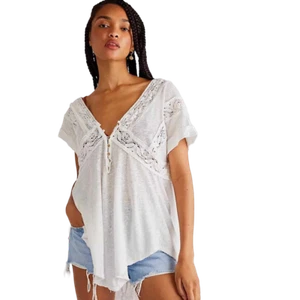 Free People Way Out There Linen & Cotton Tunic Top in Ivory Size S - Picture 1 of 11