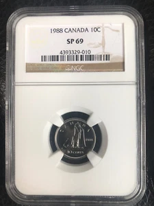 1988 CANADA 10 CENTS NGC SP69  FINEST GRADED POP-3 - Picture 1 of 2