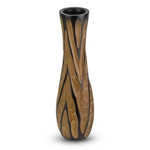 Jarrón de madera de árbol de mango bellamente tallado a mano marrón oscuro grabado - Imagen 1 de 6
