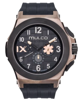 Reloj para hombre Mulco Swiss cuarzo cronógrafo correa de silicona negra MW5-4379-035 Foto 1 de 2