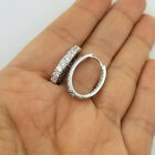 Oval Hoop Earrings In & Out 2.50Ct Round Simulate Diamond 14K White Gold Finish