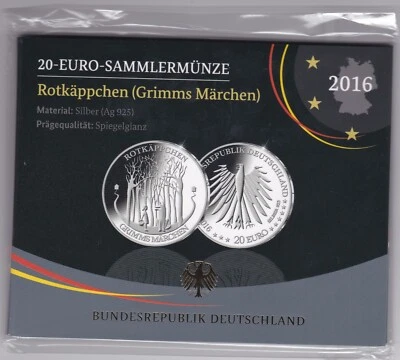 20 Euro 2016 A Rotkäppchen - Silber 925 - Spiegelglanz PP - Bild 1 von 2