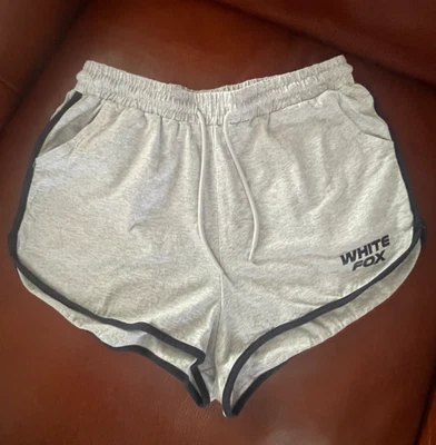 Pantalones cortos de salón para mujer White Fox gris azul marino con cordón informales cómodos talla: M Foto 1 de 4