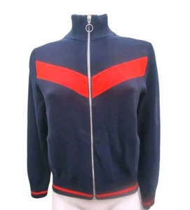 Banana Republic Old Money Full Zip Cardigan Sweater Jacket Navy Red NEW SM Women - Picture 1 of 13
