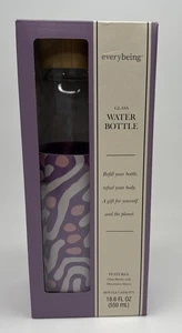 Everybeing Glas Wasserflasche mit lila dekorativer Silikonhülle 18,6 flüssige Unzen - Bild 1 von 7