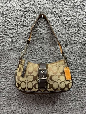 Coach Hampton подпись пряжка клапан багет кожаная наплечная сумка коричневый G3U-6362 - Изображение 1 из 4