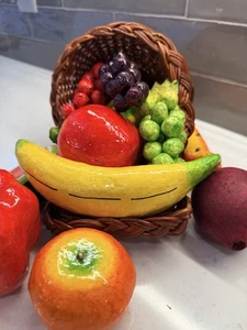 Cornucopia Decorative Set — 12 Hand-Painted Paper Mâché Fruits & Vegetables - Picture 1 of 7