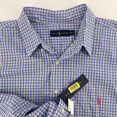 Ralph Lauren Shirt Size 2XLT Blue Pink White Long Sleeve Oxford Button Down NEW - Image 1 of 4