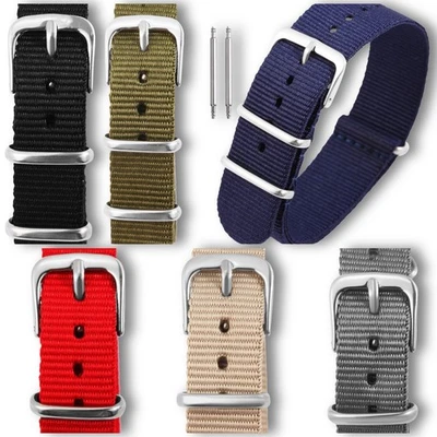 14. 16. 18. 20. 22. 24 mm Nylon Textil Ersatz Uhrenarmband Stoff Sportband - Bild 1 von 2