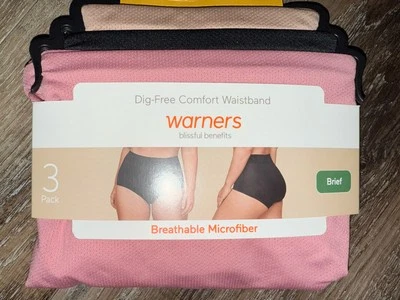 Warner's ~ Womens Brief Underwear Panties Polyester Breathable 3-Pair ~ L/7 - Image 1 of 3