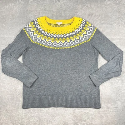 Suéter Fair Isle Yoke Mujer XXL (L) Gris Amarillo Esquí Argyle Diamante Foto 1 de 4