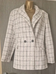 New Look Gorgeous White And Blue Checked Blazer Jacket Size 14 - Picture 1 of 4