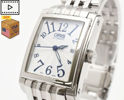 [CASI COMO NUEVO] ORIS 7656 Reloj Automático Hombre Rectangular Blanco Tanque 25mm JAPÓN Foto 1 de 4