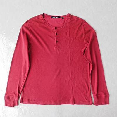 Ralph Lauren Men’s XL Wine Red Henley Cotton Knit Long Sleeve Essential Thermal - Image 1 of 4