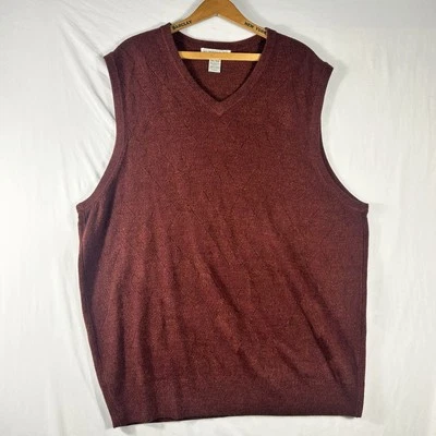 Geoffrey Beene Men’s XXL Sweater Vest Maroon Details V Neck Golf Grandpa Core - Image 1 of 4