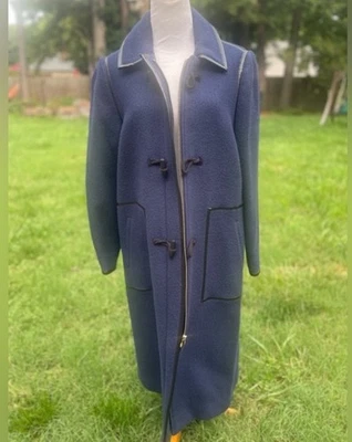 J.Crew Collection Toggle Coat Size 8 Navy Italy Fabric By Mario Bellucci Jacket - Image 1 of 4