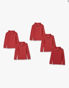 Amazon Essentials Girls Long Sleeve Polo Shirts 5 Pack School Uniforms - Picture 1 of 7