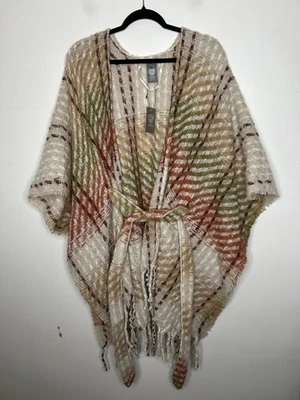 Poncho Chal Vince Camuto Cinturón Flecos Tejido Talla Única Western Exterior Nuevo con Etiquetas $68 Foto 1 de 4