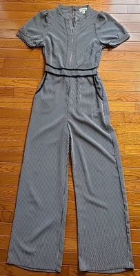 Mono Monteau Los Angeles Talla XS Pierna Ancha Bolsillos Laterales Frontales Blanco y Negro Foto 1 de 4