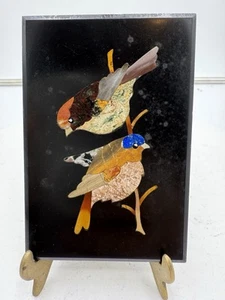 Italian Pietra Dura Plaque with Birds on Branch - Picture 1 of 8