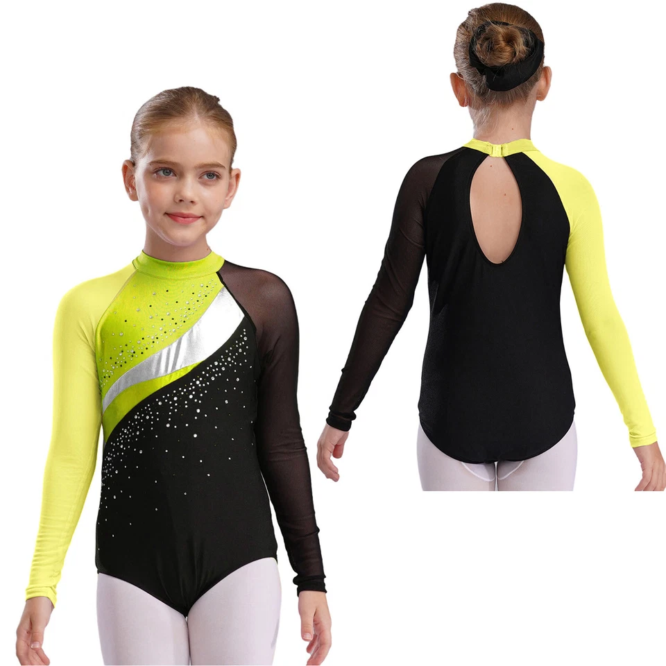 Girls Leotards Ice Skating Unitard School Bodysuit Photography Romper One Piece - Image 1 of 4
