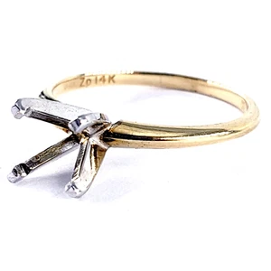 *NEW* 14K Yellow Gold 4-Prong Solitaire Ring Setting Size 7 Engagement Princess - Picture 1 of 9