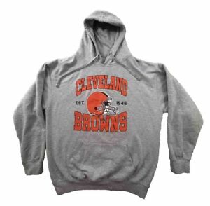 Cleveland Browns Hoodie Mens Large Gray Pullover Hooded Sweatshirt