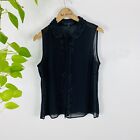 Coast Size 10 Top Blouse Women’s Black Sheer See Through Button Up