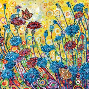 Greeting Card by Sally Rich "Cornflowers" Folk Art Eco-Friendly Carbon Zero - Picture 1 of 1