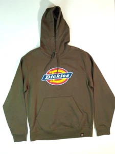 Dickies Felpa con Cappuccio Uomo Media Tricolore Logo Pile Verde Militare NUOVA - Foto 1 di 14